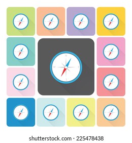 Compass Icon color set vector illustration.