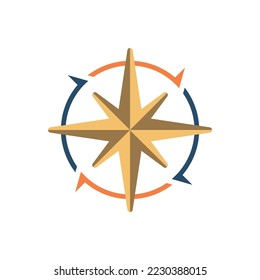 compass icon of color style design vector template
