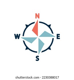 compass icon of color style design vector template