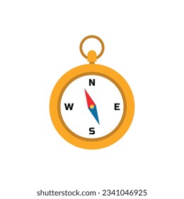 Compass icon. Cute flat illustration isolated on a white background. Navigation and travel concept. Vector 10 EPS.