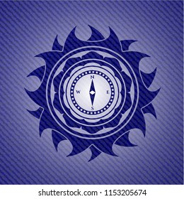 compass icon with denim texture