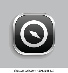 compass icon design. Glossy Button style rounded rectangle isolated on gray background.. Vector illustration