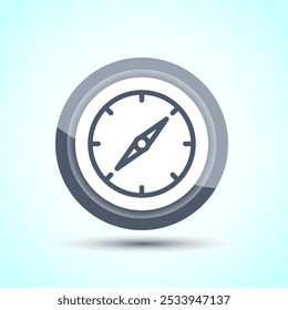 Compass icon design illustration, Navigation sign symbol for apps and websites, Gray Color Button Design