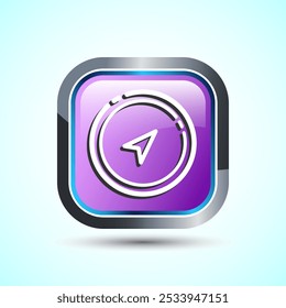 Compass icon design illustration, Navigation sign symbol for apps and websites, Pink Color Square Button Design