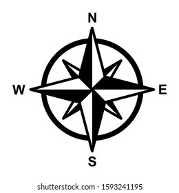 Compass icon design. Compass rose icon in trendy flat style design. Vector illustration.