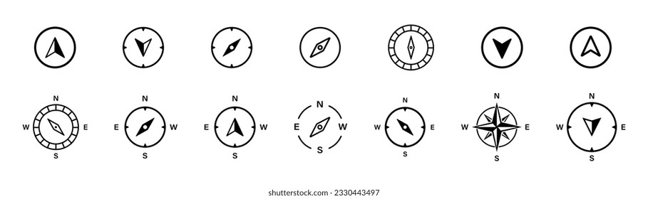 Compass icon. Direction, navigation icons collection. Compass wild rose icon. Stock vector