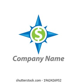 Compass icon with dollar sign. World stock exchange. Logo of business and money transfers. Stock vector graphics.EPS10