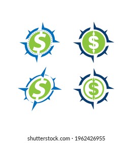 Compass icon with dollar sign. World stock exchange. Logo of business and money transfers. Stock vector graphics.EPS10