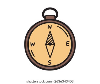 Compass icon doodle hand drawn. colorful cartoon compass line drawing clipart symbol. Vector illustration