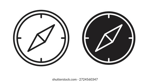 Icono de brújula en estilo doodle y stroke.