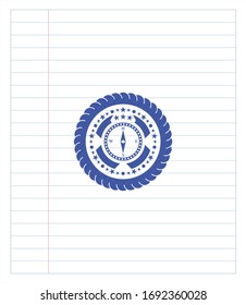 compass icon draw with pen effect. Blue ink. Vector Illustration. Detailed.