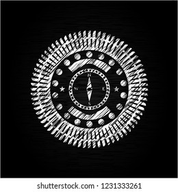 compass icon drawn chalk emblem, retro style, chalk or chalkboard texture