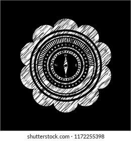 compass icon drawn with chalkboard texture