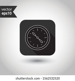 Compass icon. EPS 10 flat vector sign symbol. Round icon with shadow flat pictogram