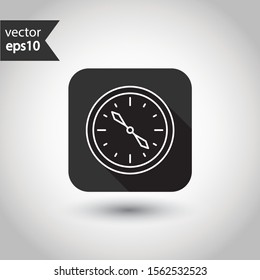 Compass icon. EPS 10 flat vector sign symbol. Round icon with shadow flat pictogram
