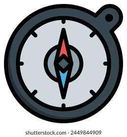 compass icon filled line style, suitable for web and mobile app.