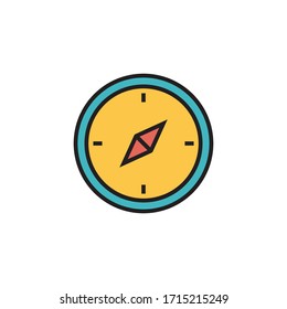 compass icon filled outline vector illustration. isolated on white background