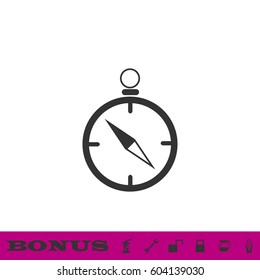 Compass icon flat. Black pictogram on white background. Vector illustration symbol and bonus button