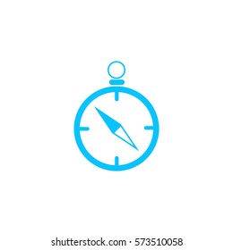 Compass icon flat. Blue pictogram on white background. Vector illustration symbol