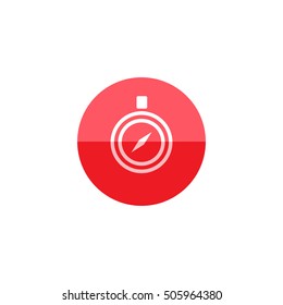 Compass icon in flat color circle style. Direction north south locate