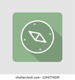 Compass icon in flat design. Compass icon with a long shadow. Navigation icon.