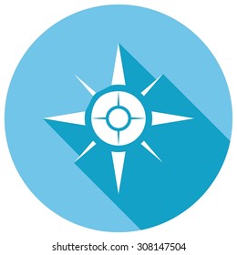 Compass icon  flat design with long shadow