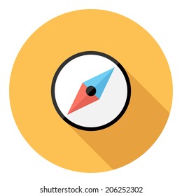 Compass icon. Flat design style modern vector illustration. Isolated on stylish color background. Flat long shadow icon. Elements in flat design.