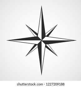 Compass icon in flat design. Vector illustration. Compass icon, isolated on light background