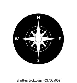 Compass icon. Flat design. Vector illustration.