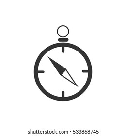 Compass icon flat. Illustration isolated on white background. Vector grey sign symbol