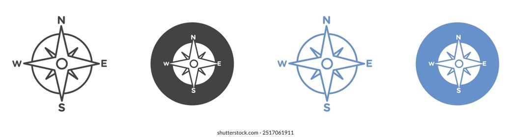 Conjunto de símbolos de línea plana Compass Icon.