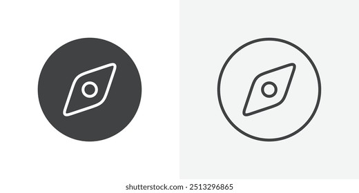 Ícone de bússola plano e design de conjunto simples