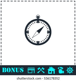 Compass icon flat. Simple vector symbol and bonus icon