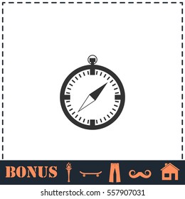 Compass icon flat. Simple vector symbol and bonus icon