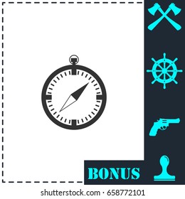 Compass icon flat. Simple vector symbol and bonus icon