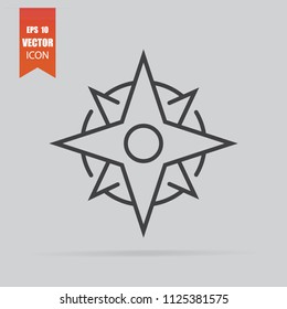 Compass icon in flat style isolated on grey background. For your design, logo. Vector illustration.