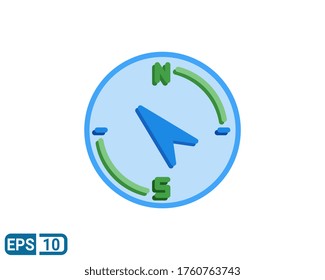 compass icon in flat style isolated on white background. Editable color. EPS 10 