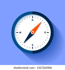 Compass icon in flat style, nautical tool on color background. Vector design element for you business project