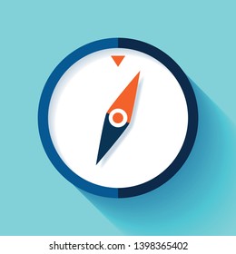 Compass icon in flat style, nautical tool on color background. Vector design element for you business project