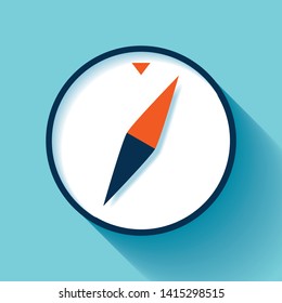 Compass icon in flat style, nautical tool on color background. Vector design element for you business project
