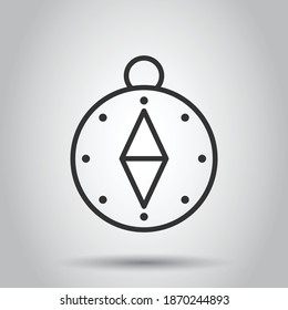 Compass icon in flat style. Navigation equipment vector illustration on white isolated background. Journey direction business concept.
