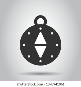 Compass icon in flat style. Navigation equipment vector illustration on white isolated background. Journey direction business concept.