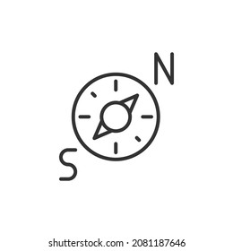 Compass icon in flat style. Navigation equipment vector illustration on white isolated background. Journey direction business concept.