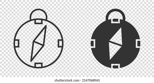 Compass icon in flat style. Navigation equipment vector illustration on white isolated background. Journey direction business concept.