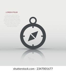 Compass icon in flat style. Navigation equipment vector illustration on white isolated background. Journey direction business concept.