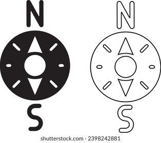 Compass icon in flat style. Navigation equipment vector illustration 