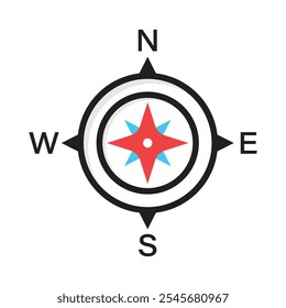 Compass icon in flat style. Navigation equipment vector illustration on isolated background. Geographical position sign business concept.
