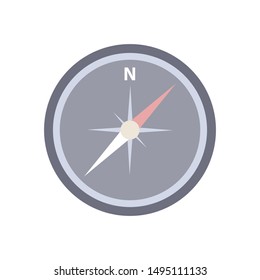 Compass icon in flat style on an isolated white background. Vector illustration.