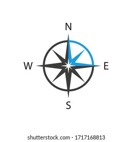 Compass icon in flat style on white background. Isolated vector illustration.