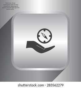 Compass Icon in the flat style. vector